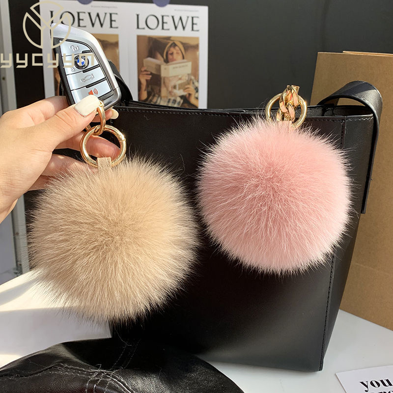 2024 Fluffy Real Fox bulu bola - Women'S Emo Accessories ulasan dan harga